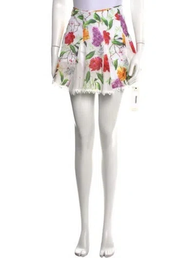 Pre-owned Charo Ruiz Floral Print Mini Skirt W/ Tags In White