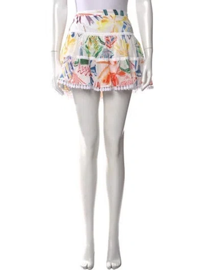 Pre-owned Charo Ruiz Floral Print Mini Skirt In White