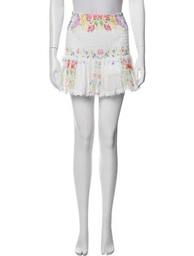 Pre-owned Charo Ruiz Floral Print Mini Skirt In White