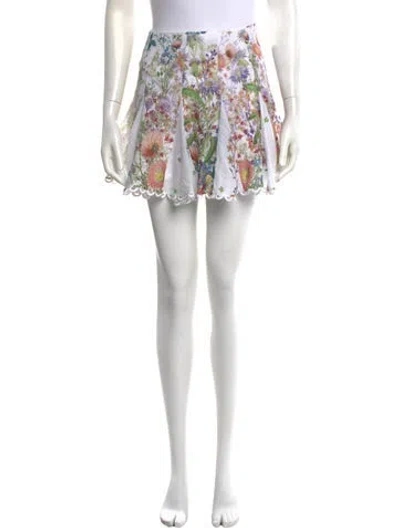 Pre-owned Charo Ruiz Floral Print Mini Skirt In White