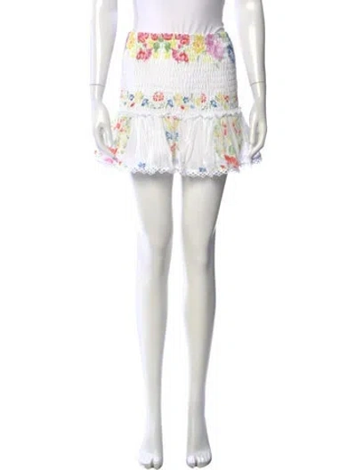 Pre-owned Charo Ruiz Floral Print Mini Skirt In White