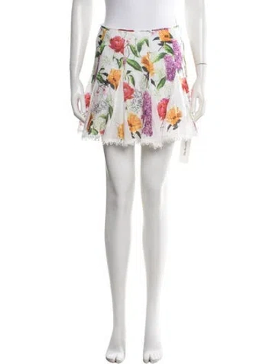Pre-owned Charo Ruiz Floral Print Mini Skirt In White