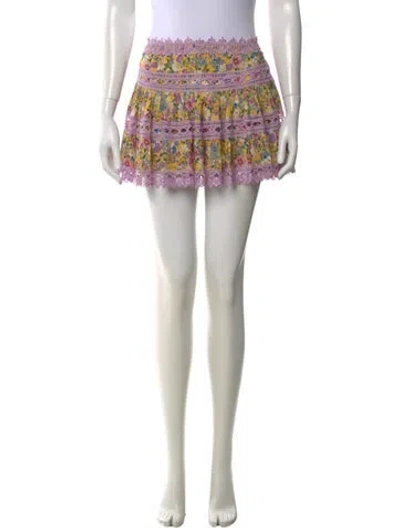 Pre-owned Charo Ruiz Floral Print Mini Skirt In Yellow