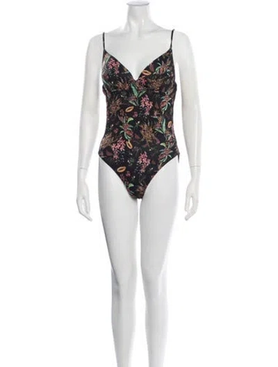 Pre-owned Charo Ruiz Floral Print One-piece W/ Tags In Black