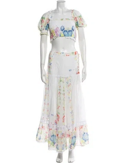 Pre-owned Charo Ruiz Floral Print Ruffle Embellishment Skirt Set In Neutral