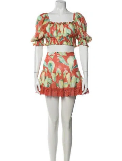 Pre-owned Charo Ruiz Floral Print Skirt Set In Pink