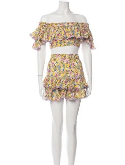 Pre-owned Charo Ruiz Floral Print Skirt Set In Yellow