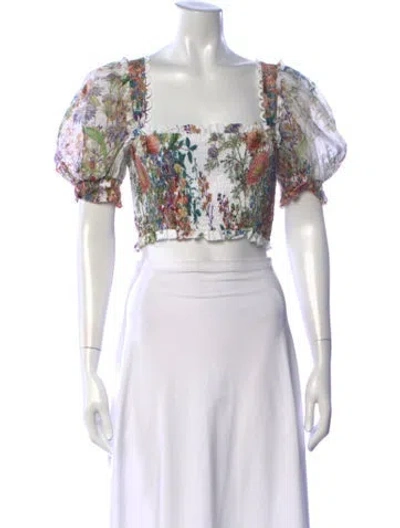Pre-owned Charo Ruiz Floral Print Square Neckline Crop Top In Multicolor