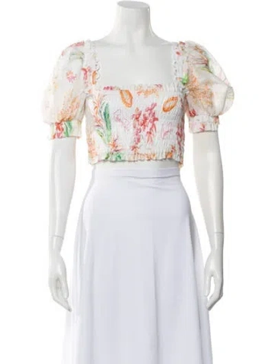 Pre-owned Charo Ruiz Floral Print Square Neckline Crop Top In Neutral