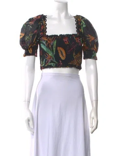 Pre-owned Charo Ruiz Floral Print Square Neckline Crop Top W/ Tags In Neutral
