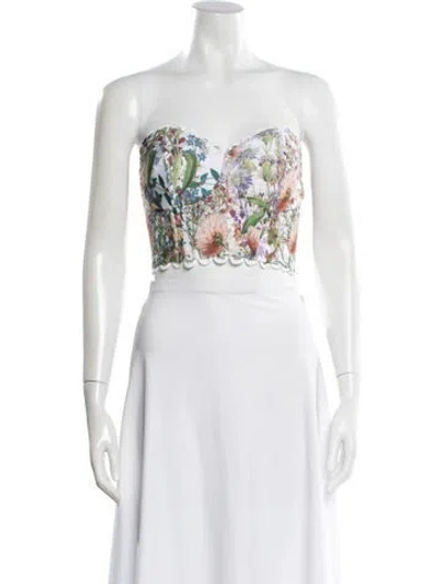 Pre-owned Charo Ruiz Floral Print Strapless Crop Top In Black