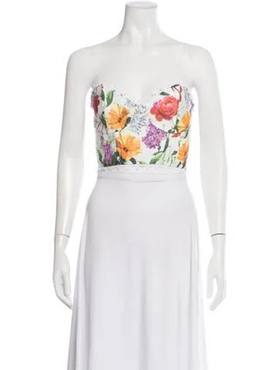 Pre-owned Charo Ruiz Floral Print Strapless Crop Top In Black