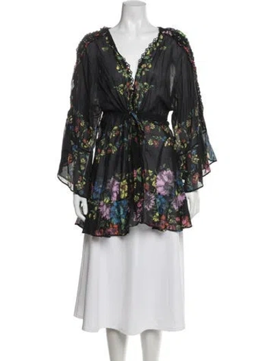 Pre-owned Charo Ruiz Floral Print V-neck Blouse In Multicolor