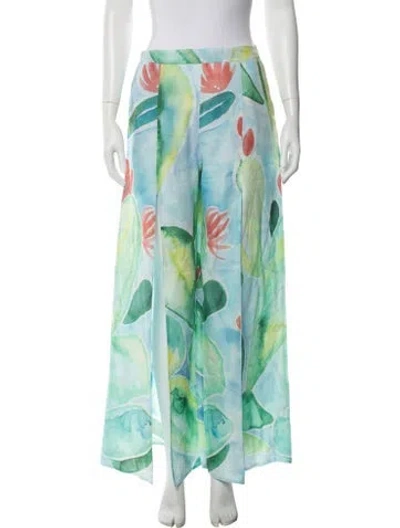 Pre-owned Charo Ruiz Floral Print Wide Leg Pants In Blue