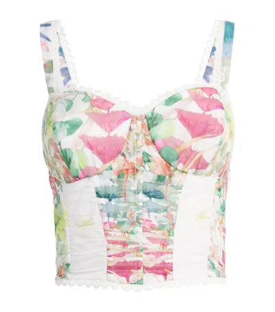 Charo Ruiz Floral Sylva Corset Top In White