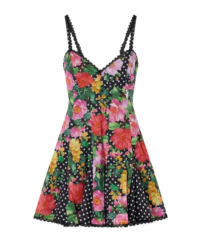 Charo Ruiz Rosela Floral-print Cotton-blend Mini Dress In Multi