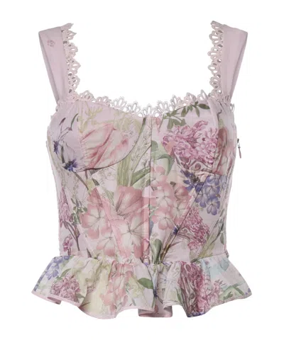 Charo Ruiz Floret Floral-print Ruffled Top In Multi