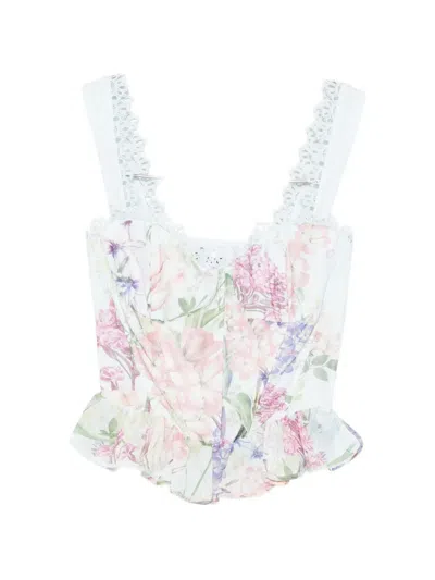 Charo Ruiz Floret Lace Floral Top In Multi