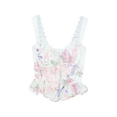 Charo Ruiz Floret Lace Floral Top In Multi