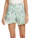 Charo Ruiz Gabrielle Pleated Broderie Anglaise Cotton-blend Shorts In Purple