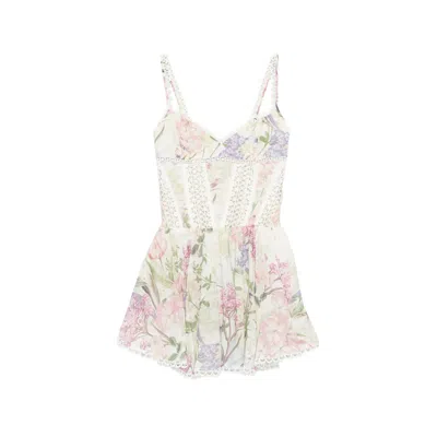 Charo Ruiz Gardenia Floral-print Mini Dress In Neutral