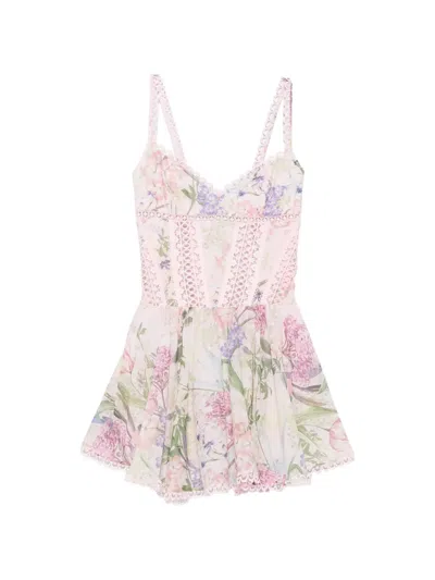 Charo Ruiz Gardenia Floral-print Mini Dress In Pink
