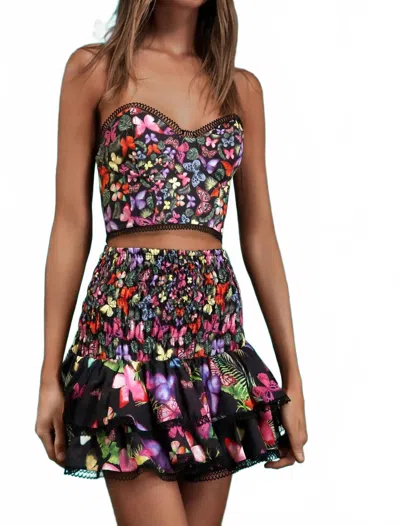 Charo Ruiz Gladi Short Mini Skirt In Black Bordo In Multi
