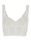 Charo Ruiz 'goldie' White Top With V-neck On The Front And Perforated Design