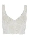 Charo Ruiz 'goldie' White Top With V-neck On The Front And Perforated Design