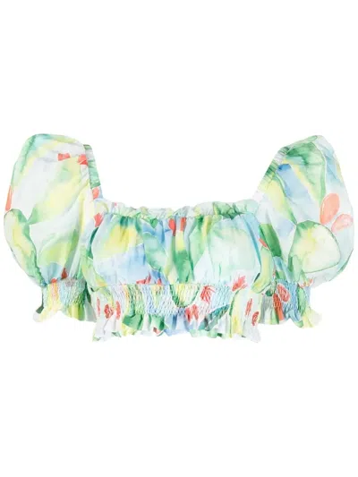 Charo Ruiz Graphic-print Ruffled Crop Top In Multi