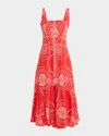 Charo Ruiz Greba Embroidered Maxi Dress In Red Nelum