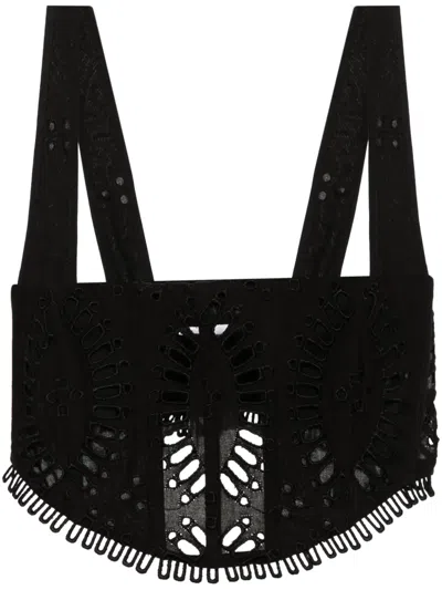Charo Ruiz Güik Broderie-anglaise Crop Top In Black