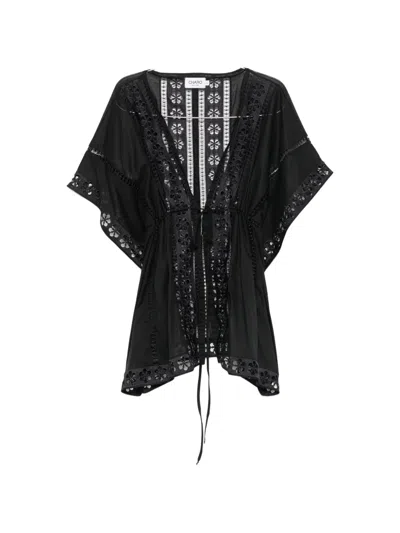Charo Ruiz Guipure-lace Drawstring-waist Kaftan In Black