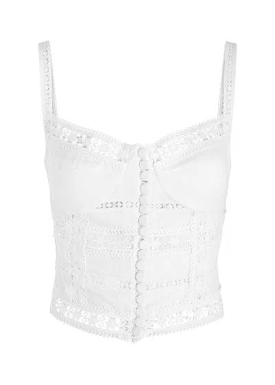 Charo Ruiz Ibiza Breth Lace-embellished Cotton-blend Crop Top