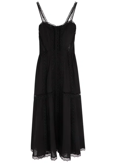 Charo Ruiz Ibiza Dafelle Lace-embellished Cotton-blend Midi Dress