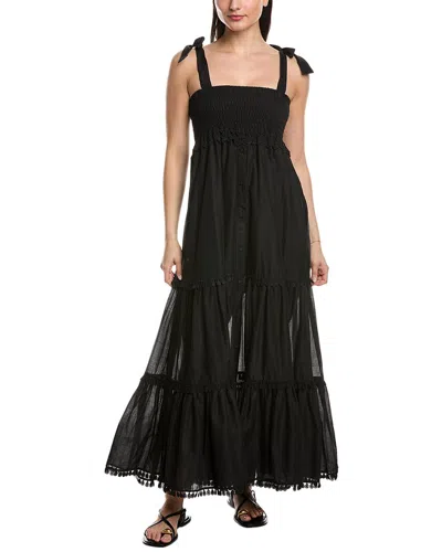 Charo Ruiz Delphinus Tiered Cotton-blend Voile Maxi Dress In Black