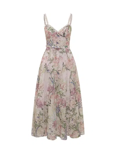 Charo Ruiz Ibiza Elegant Floral Maxi Suit With Belt In Pink