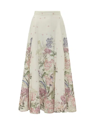 Charo Ruiz Ibiza Elegant Long Skirt With Floral Print In Neutral
