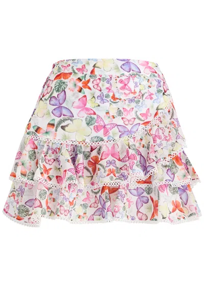 Charo Ruiz Ibiza Fera Printed Cotton-blend Mini Skirt In White