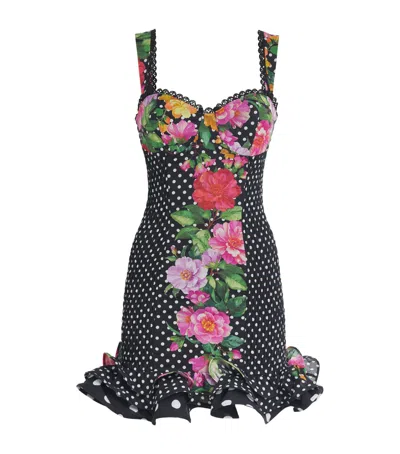Charo Ruiz Ibiza Floral Polka-dot Aitana Mini Dress In Black