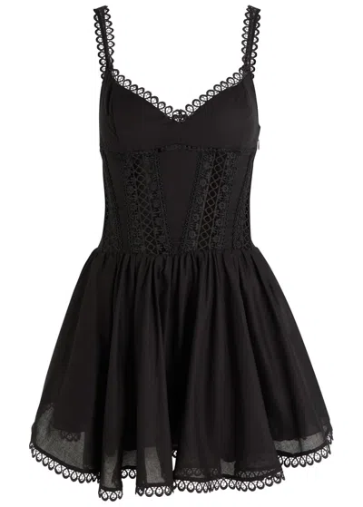Charo Ruiz Ibiza Gardenia Lace-embellished Cotton-blend Mini Dress