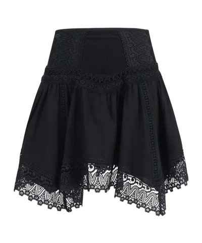 Charo Ruiz Ibiza Ibiza Broderie Trim Mini Skirt In Black