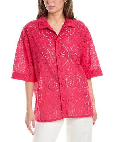 Charo Ruiz Isma Broderie Anglaise Cotton-blend Shirt In Fuchsia