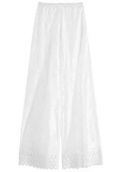 Charo Ruiz Ibiza Jeret Wide-leg Sheer Lace Trousers In White