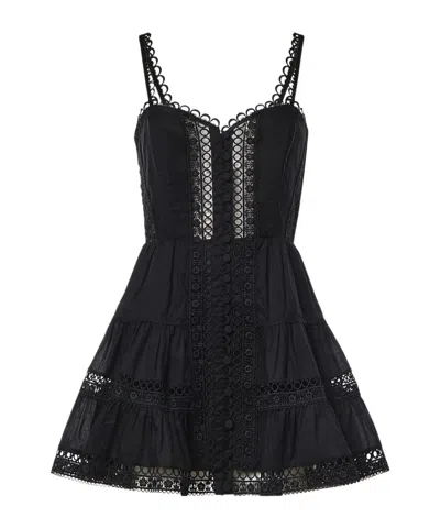 Charo Ruiz Ibiza Lace-trim Ruffled Dress In Black