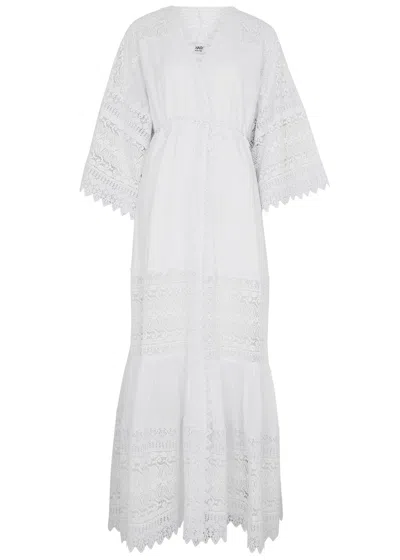 Charo Ruiz Ibiza Margherita Lace-trimmed Cotton-blend Maxi Dress In White