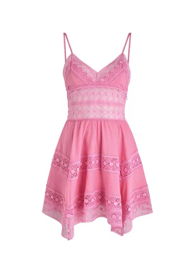 Charo Ruiz Ibiza Syilvie Lace-panelled Cotton-blend Mini Dress In Rose