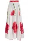 Charo Ruiz Ibiza Ventine Floral-print Cotton-blend Maxi Skirt In White And Red