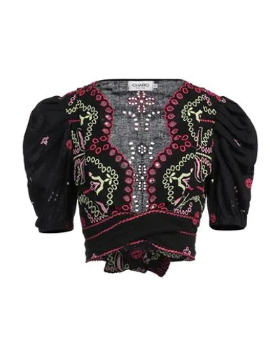 Charo Ruiz Ibiza Woman Top Black Size L Cotton, Polyester, Linen