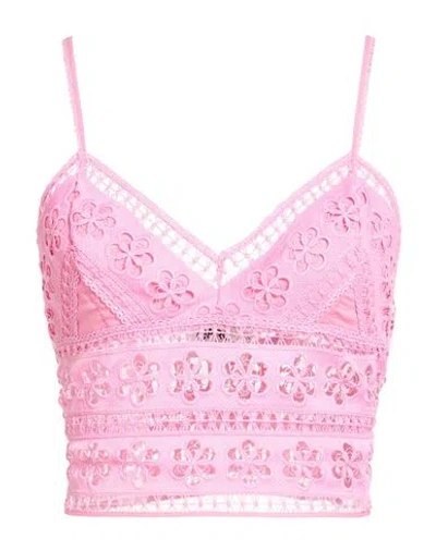 Charo Ruiz Ibiza Woman Top Pink Size S Cotton, Polyester